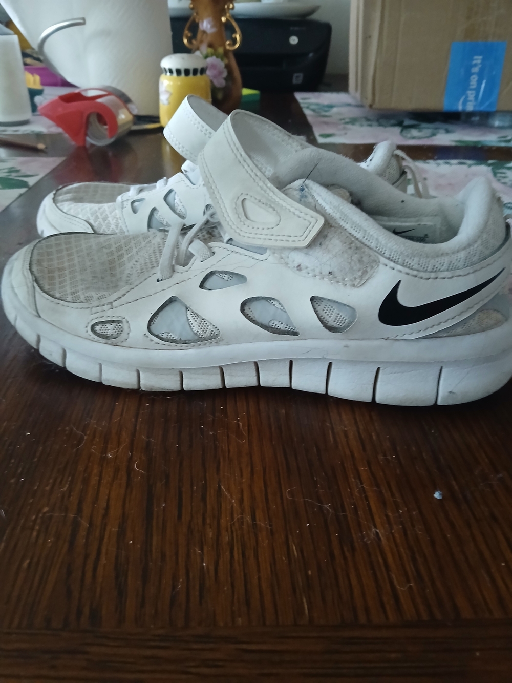 Nike Kids' White Athletic Shoes with Black Swoosh